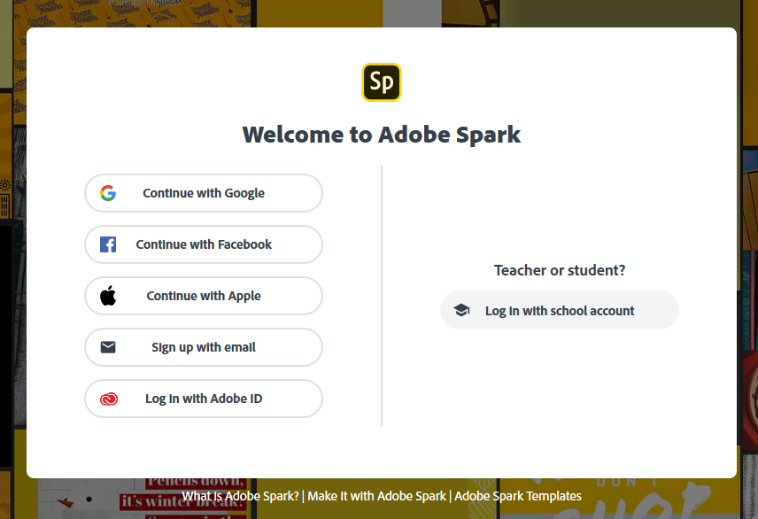adobe spark login page