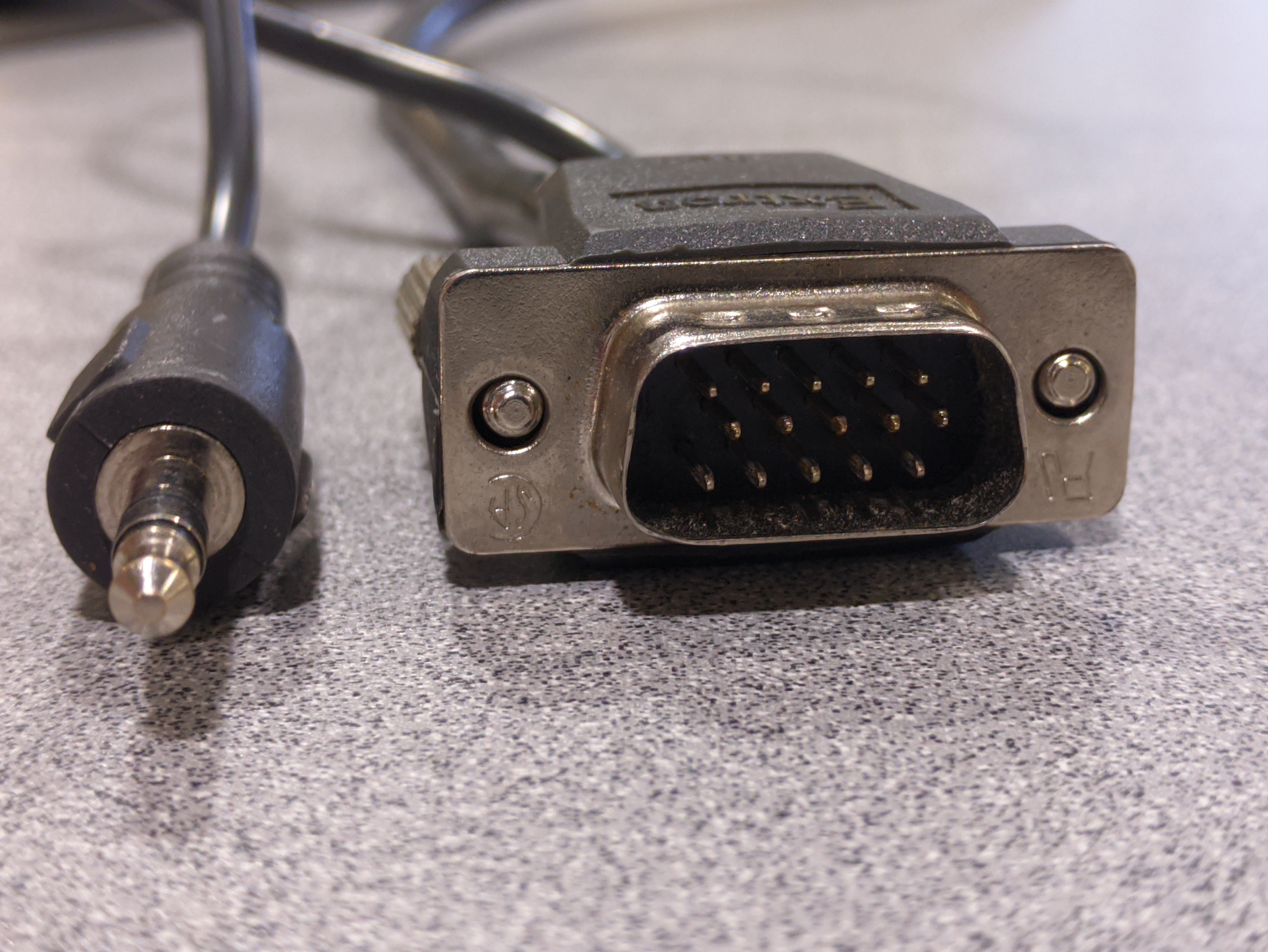 VGA cable connector and a 3.5mm Headphone connector