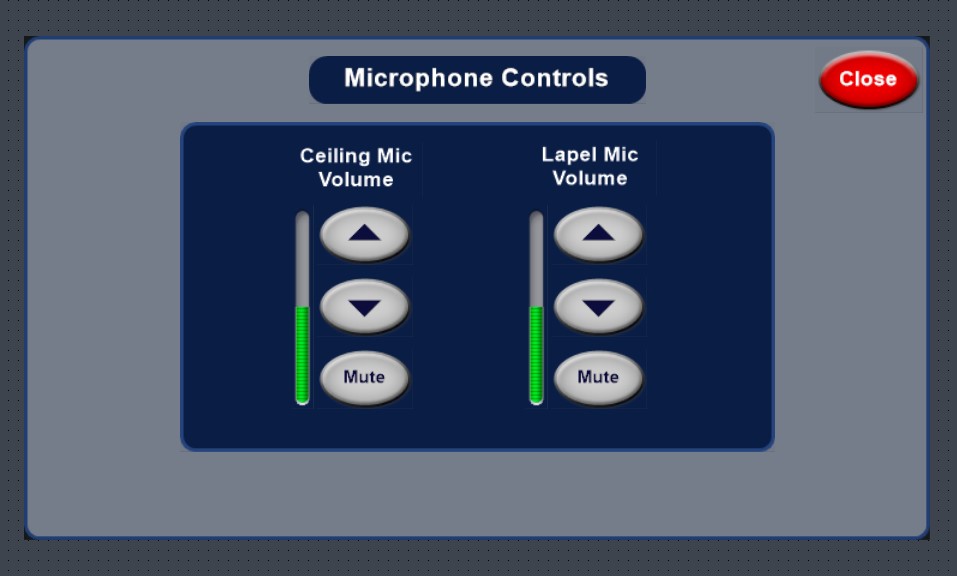 Extron Touchpanel Microphone Controls